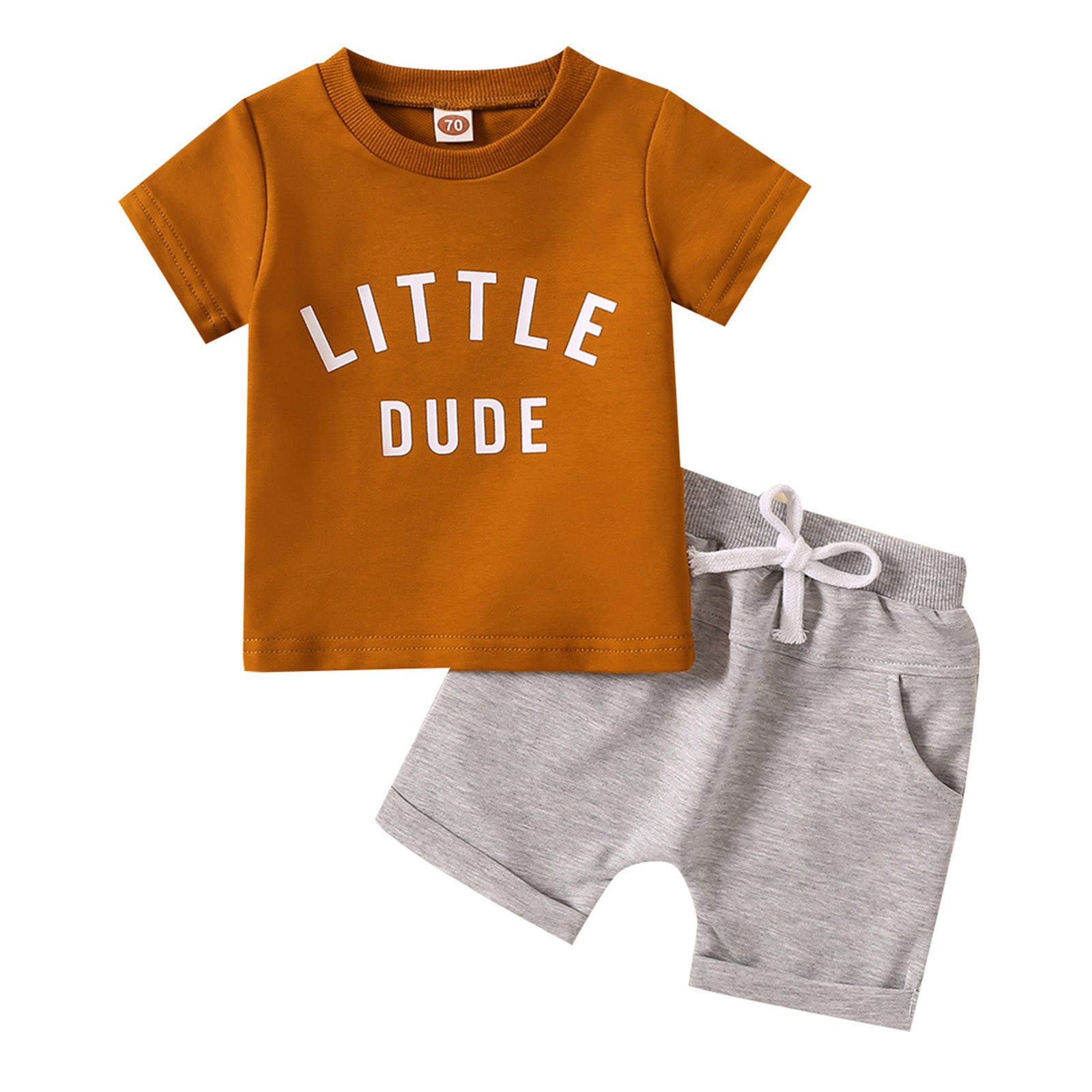 Durtebeua Boys Summer Clothing Sets Summer Round Neck Solid Color Short Sleeve Two Piece Children's Outfits,0-6 Months